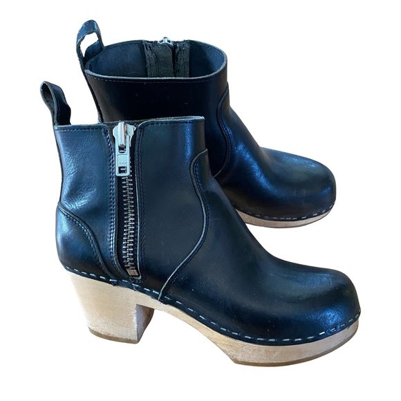 SWEDISH HASBEENS Emy Zipper Boots Black HASBEEN booties 36 6 - Picture 1 of 8